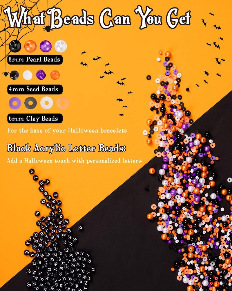 Goldwise Halloween-Inspired Jewelry Making Kit for Adults, 2 Boxes with Black, Orange & Purple Beads, Alphabet Beads (A–Z) & Halloween Charms for DIY Jewelry Design - Image 3